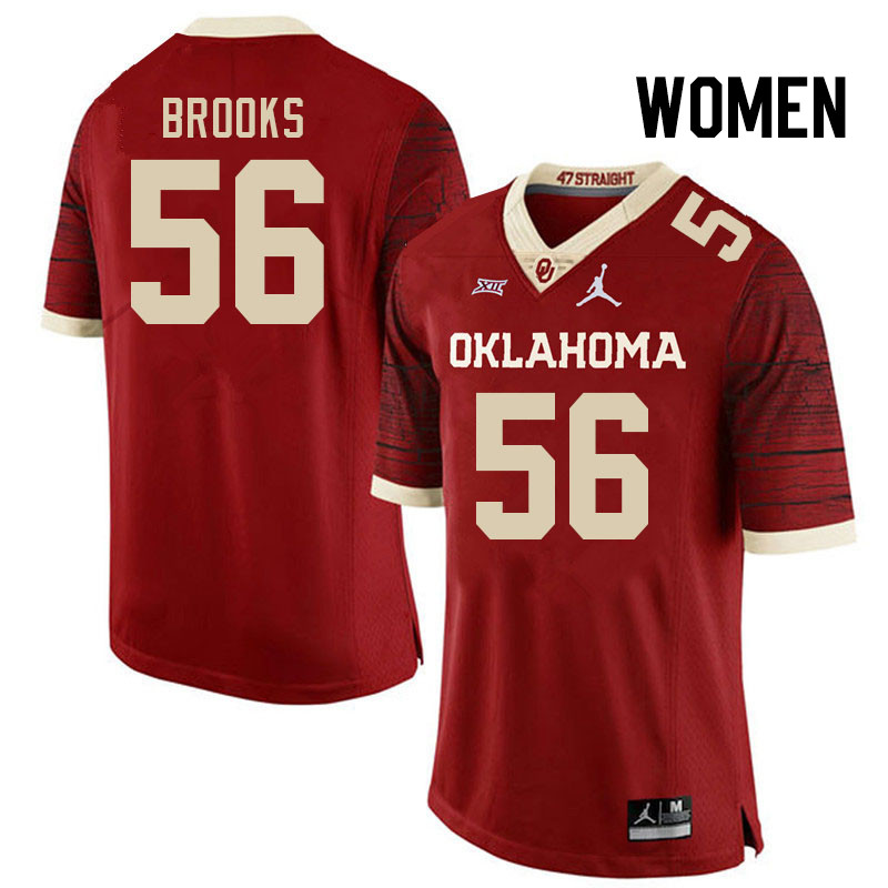 Women #56 Eugene Brooks Oklahoma Sooners College Football Jerseys Stitched-Retro
